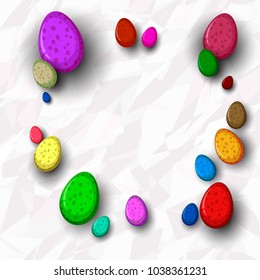 Colored eggs on paper background 