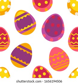 Huevos coloreados con adorno sin fisuras vectorial símbolo de Pascua decorados conchas pintadas sin fin de textura acontecimiento religioso tradicional comida Cristianismo producto lácteo diseño festivo de papel pintado