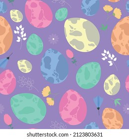 Colored eggs seamless pattern. Easter, holiday vector illustration.