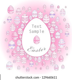 Colored eggs: vector illustration. Easter greeting card.