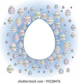 Colored eggs: vector illustration. Easter greeting card.