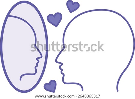 Colored Ego Icon. Vector Illustration. Man Admiring Himself In The Mirror. Self-Confidence, Narcissism, Mental Health. Concept Psychology