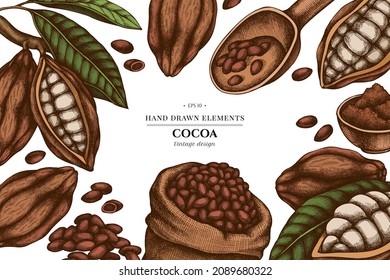 Diseño de elementos de color con frijoles de cacao, cacao