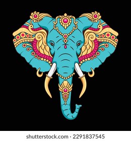 Colored Elephant mandala design - vector illustration