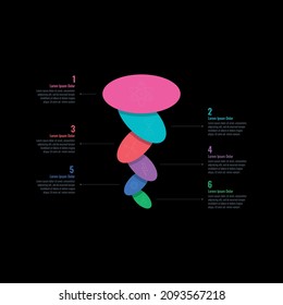 colored ellipses informational template. six options business infographic template. internet, annual report, web infographic template