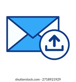 Icono de Cargar de correo electrónico coloreado ideal para enviar archivos, archivos adjuntos, enviar documentos y compartir digital.