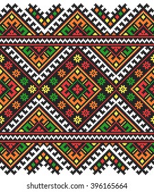 los colores bordados son buenos, como el viejo patrón de la etnia ucraniana, de punto cruzado hecho a mano. Toalla ucraniana con ornamento, llamada rushnyk, en vector