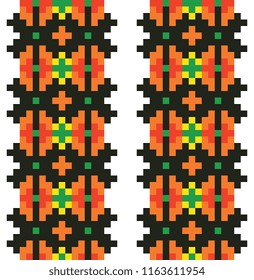 colored embroidery border. ethnic ukrainian ornament in cross stitch style