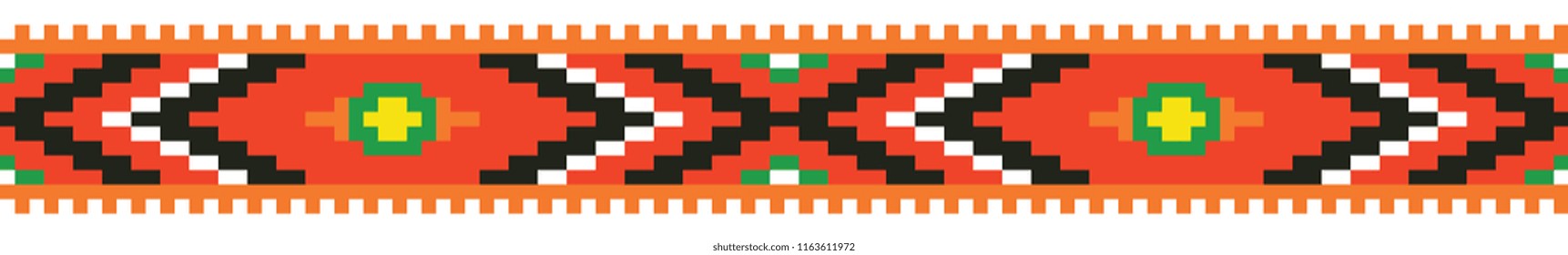 colored embroidery border. ethnic ukrainian ornament in cross stitch style
