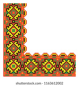 colored embroidery border. ethnic ukrainian ornament in cross stitch style