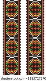 colored embroidery border. ethnic ukrainian ornament in cross stitch style. hutsul colors