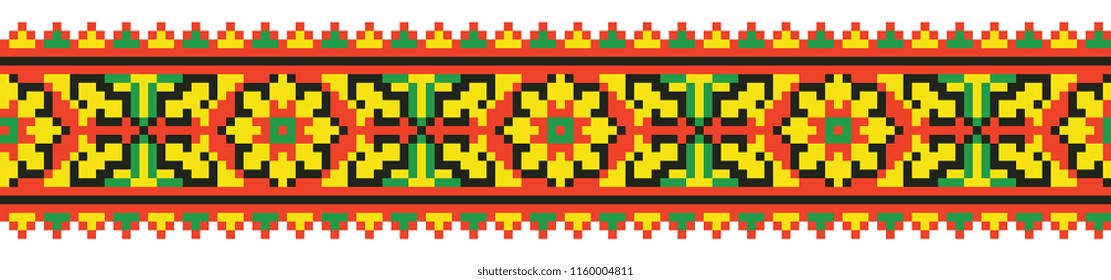 colored embroidery like cross-stitch ethnic ukrainian border