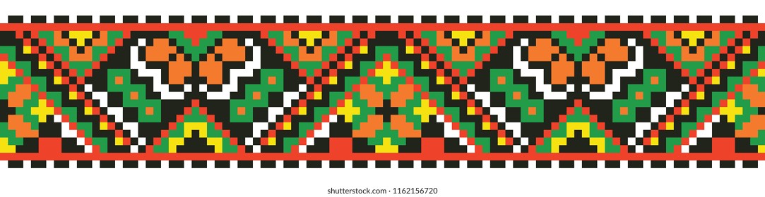 colored embroidery like cross-stitch ethnic ukrainian border