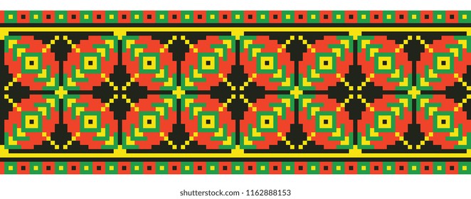 colored embroidery like cross-stitch ethnic ukrainian border