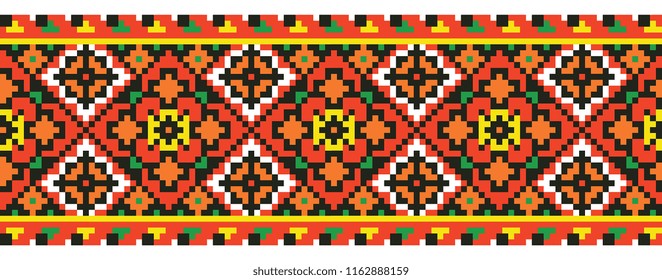 colored embroidery like cross-stitch ethnic ukrainian border