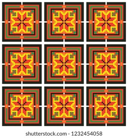 colored embroidery like cross-stitch ethnic ukrainian border
