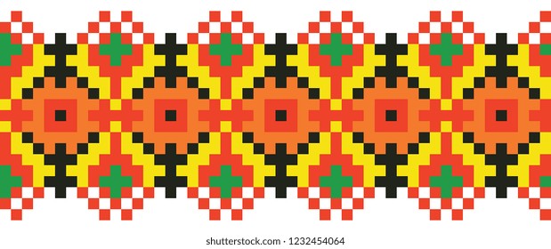 colored embroidery like cross-stitch ethnic ukrainian border
