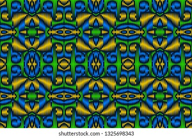 Colored embroidery seamless pattern. Carpet print template. Floor covering ornament.