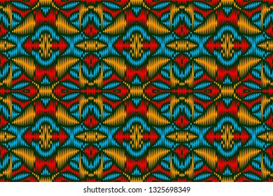 Colored embroidery seamless pattern. Carpet print template. Floor covering ornament.