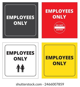 Colored employes only banners on a white background