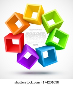 Colored empty boxes 3D.