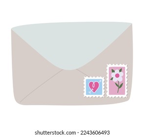 colored envelope design with stamps