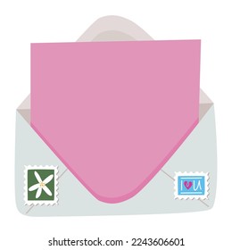 colored envelope design with stamps