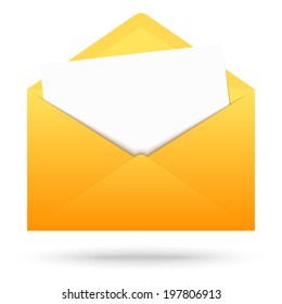 Colored envelope with white note