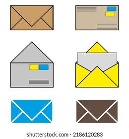 Colored envelopes. Simple line drawing. Vector illustration. stock image. 