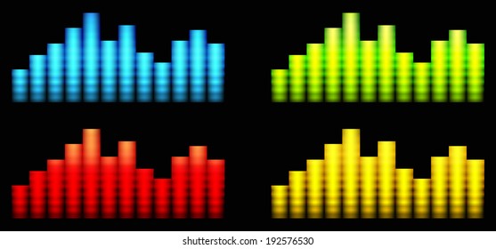 Colored equalizer on black background