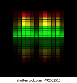 Colored equalizer on black background. Vector illustration.