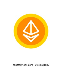 Colored Ethereum (ETH) coin vector template. Ethereum cryptocurrency coin logo icon design.