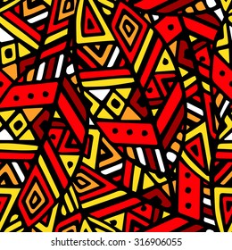 Colored ethnic mexican seamless pattern, hand drawn vector illustration