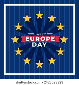 Colored europe day template with text Vector illustration