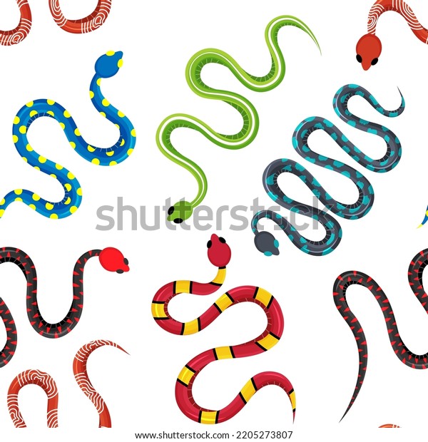 Colored Exotic Snakes Pattern Dangerous Snakes Stock Vector (Royalty ...