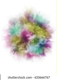 A colored explosion of powder. Flying in different directions powder for design and decoration. Vector illustration