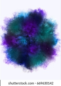 A colored explosion of powder. Flying in different directions powder for design and decoration. Vector illustration