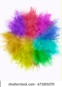 A colored explosion of powder. Flying in different directions powder for design and decoration. Vector illustration