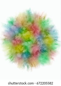 A colored explosion of powder. Flying in different directions powder for design and decoration. Vector illustration