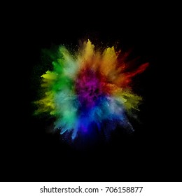 A colored explosion of powder. Flying in different directions powder for design and decoration. Vector illustration
