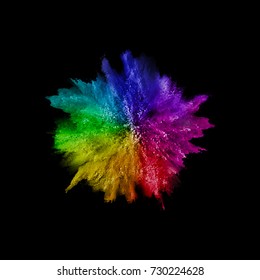 A colored explosion of powder. Flying in different directions powder for design and decoration. Vector illustration