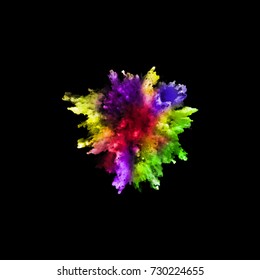 A colored explosion of powder. Flying in different directions powder for design and decoration. Vector illustration