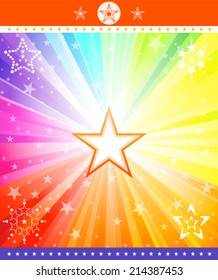 Colored explosion with stars. Vector, illustration.