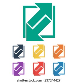 Colored Extend, Re-size, Enlarge Icon Set. Vector Illustration