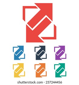 Colored Extend, Re-size, Enlarge Icon Set. Vector Illustration