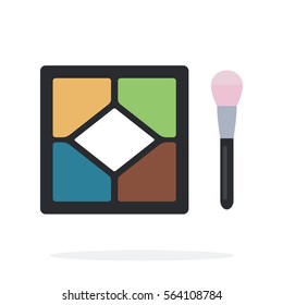 Colored eye shadow compact vector flat material design object. Isolated illustration on white background.