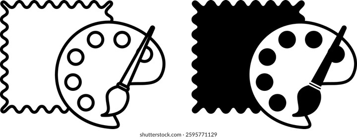 Colored Fabric Icons. Black and White Vector Illustration. Fabric Sample and Color Palette. Sticker, Label. Colored Textile, Cotton. Material Characteristics Concept
