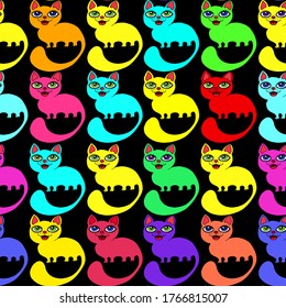 colored fabric print seamless pattern with cats fabric vector illustration print 