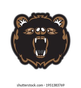 Colored face of a bear. Good for t-shirts and prints. Isolated. Vector illustration.