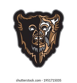 Colored face of a dog. Good for t-shirts and prints. Isolated. Vector 